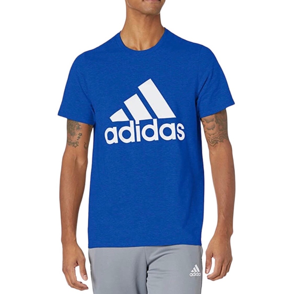 Adidas Men's Badge of Sport Logo T-Shirt Royal Blue White Size XL